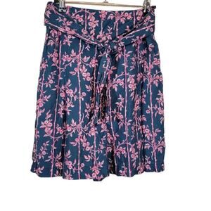 Free People Pacific Ocean High Waisted Linen Shorts Pockets Blue Pink Small